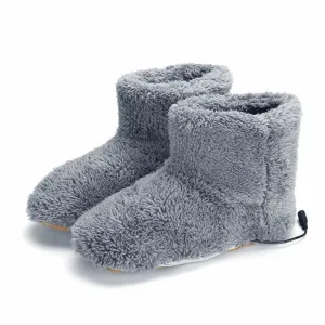 Chausson Chauffant Femme gris doux, vu de face, idéal pour un confort douillet et des pieds au chaud cet hiver. Accessoire chauffant essentiel.